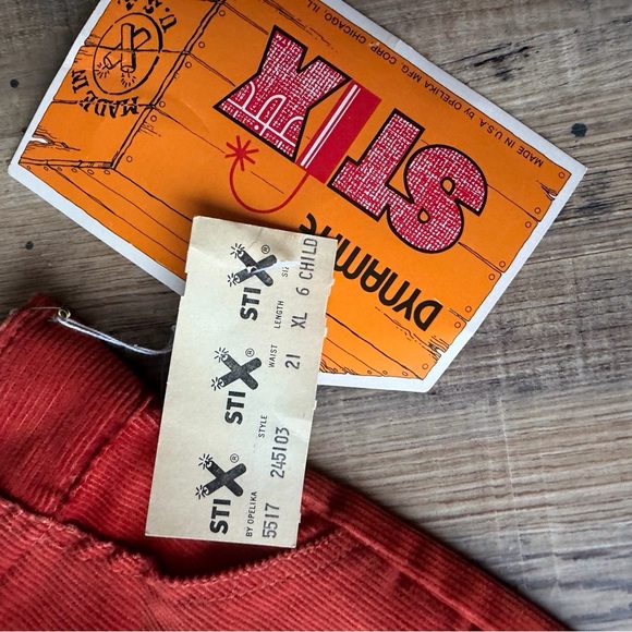 Vintage 70s DYNAMITE STIX Rust Orange Corduroy Pants Children’s Size 6 NWT - Picture 3 of 10